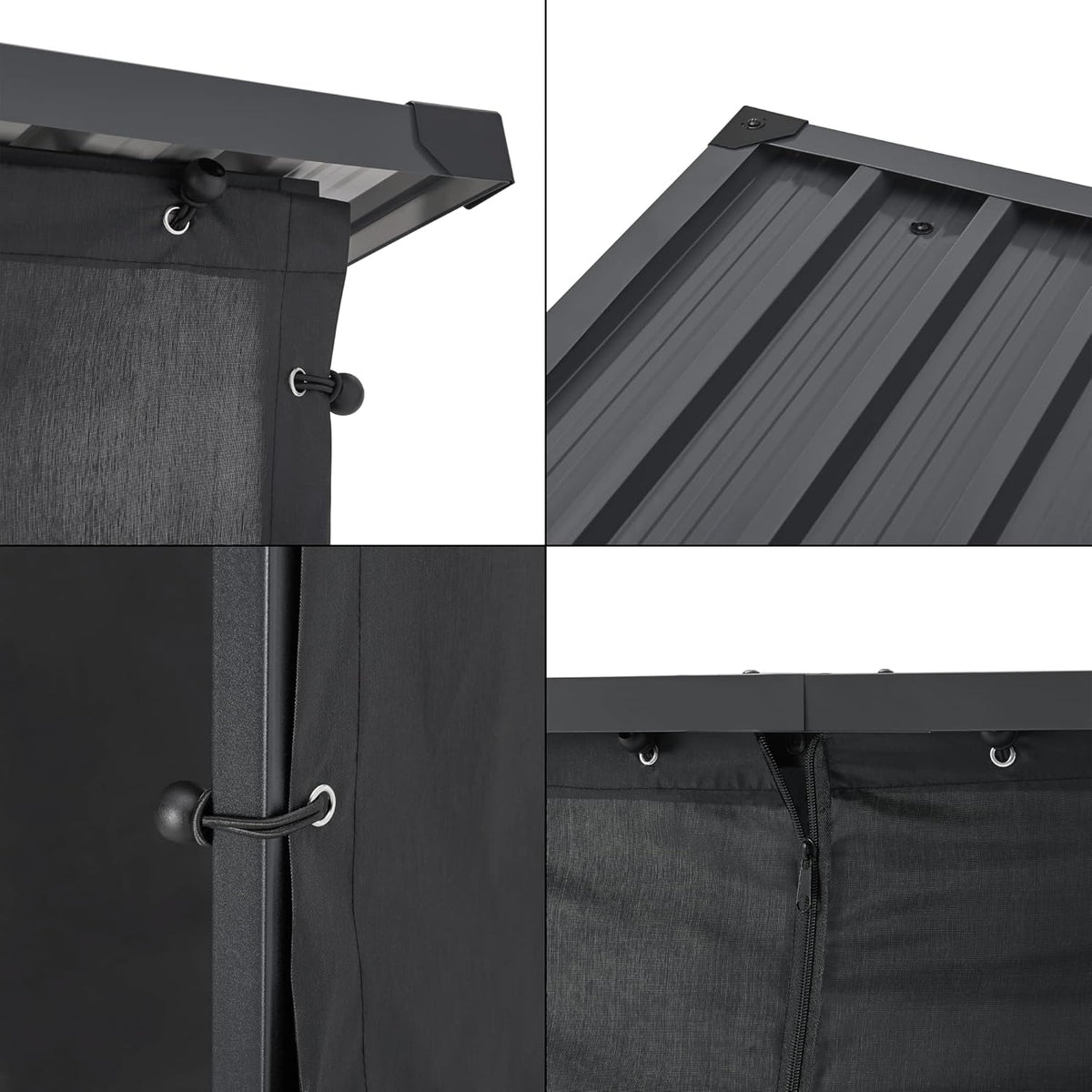 casa.pro Abri-Bûches Couvert avec Housse de Protection Support Bois de Chauffage Range-Bûches pour Stockage Extérieur Acier Galvanisé Laqué Polyester Métal Noir
