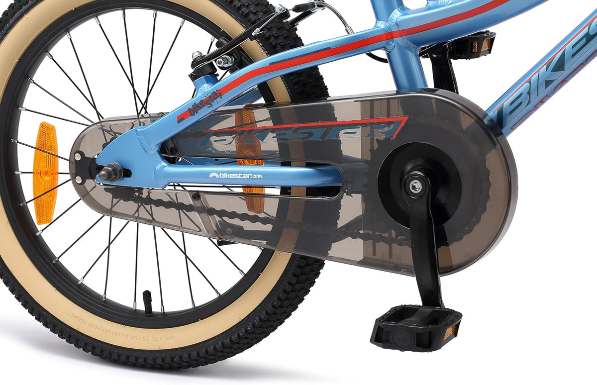 BIKESTAR Vélo Enfant en Aluminium, Garcons et Filles de 5 Ans | Bicyclette de Montagne VTT 18 Pouces avec Freins en V | Bleu