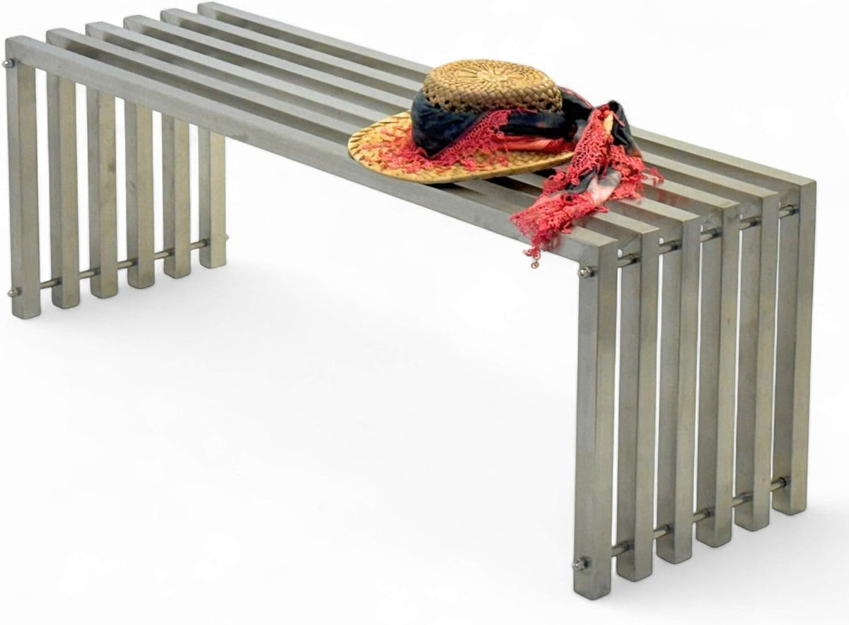 DanDiBo 96607 Banc de jardin résistant aux intempéries en acier inoxydable massif 115 cm
