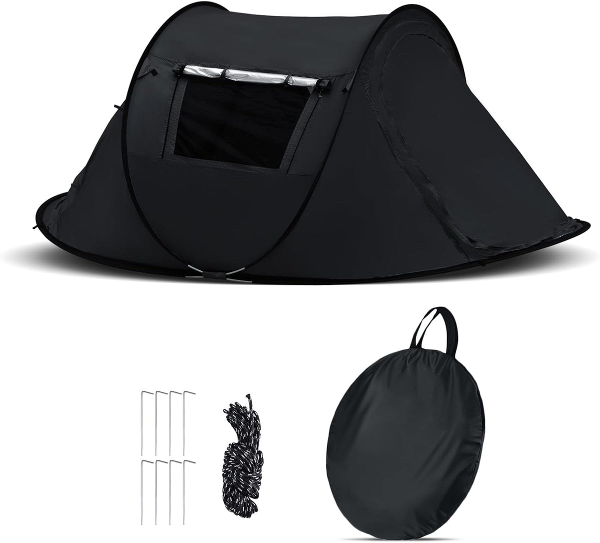 CLIPOP Tente de plage pliable à ouverture rapide pour 1 à 3 personnes, UPF 50+, abri solaire imperméable pour camping, pêche, pique-nique, plage (245 x 145 x 100 cm, noir)