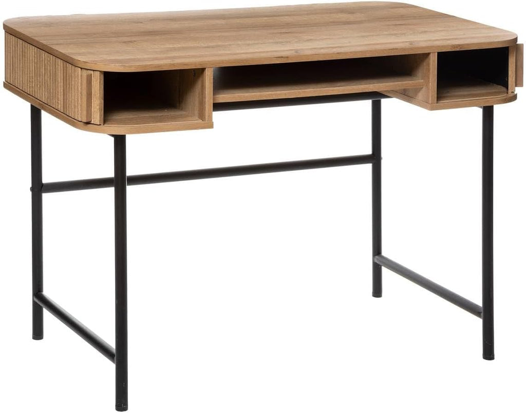 Atmosphera Créateur d'Intérieur - Bureau Colva 2 Portes Effet Chêne - Meuble de Rangement pour Chambre, Salon, Bureau - L105 x H75cm - Bois et Noir