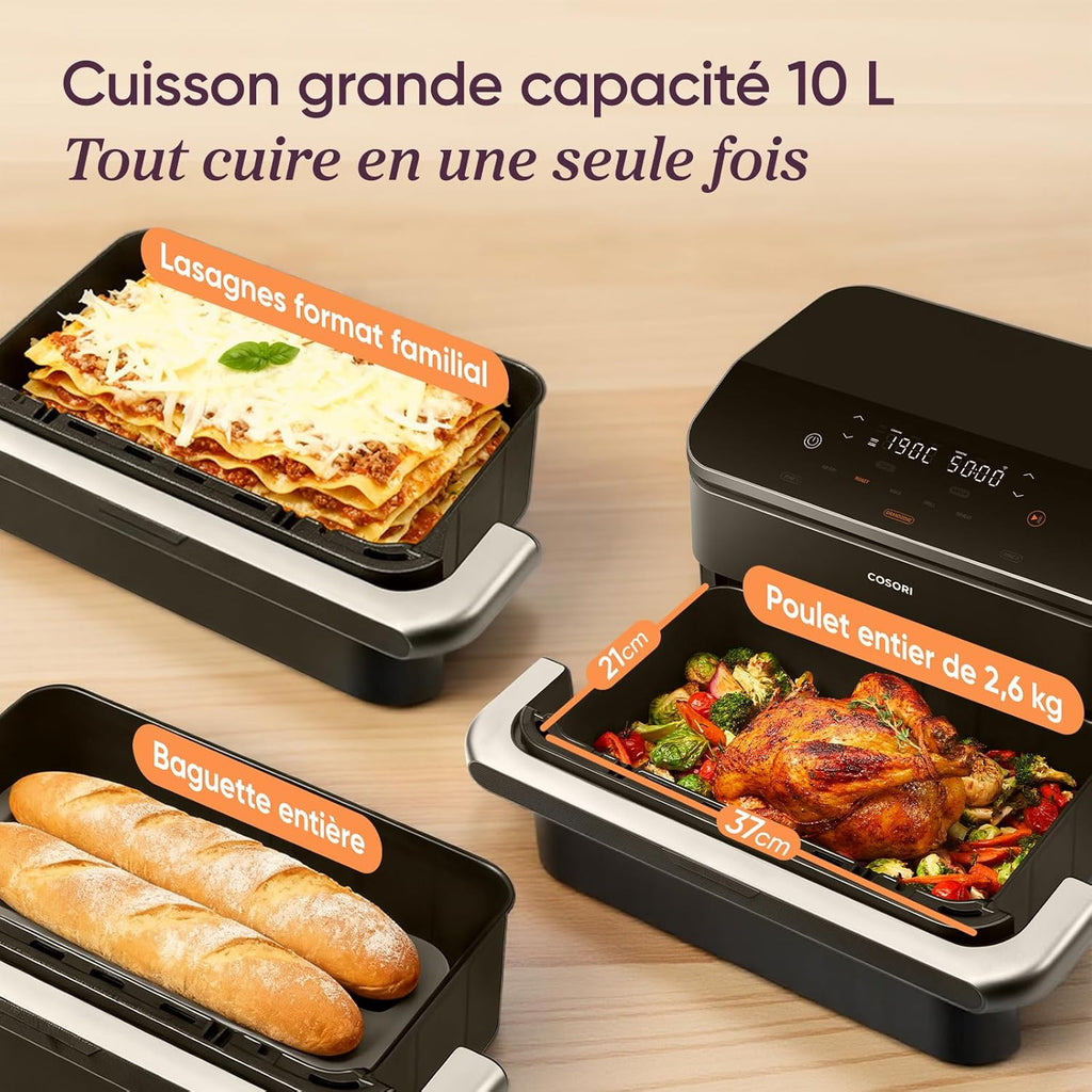 COSORI Air Fryer 10L Twinfry, Friteuse sans Huile Double Résistance, Airfryer à Dual Zone Avec Séparateur Amovible, 5-en-1, Grande Capacité, Cuisson optimale, 40C-240C, Contrôle Smart via App