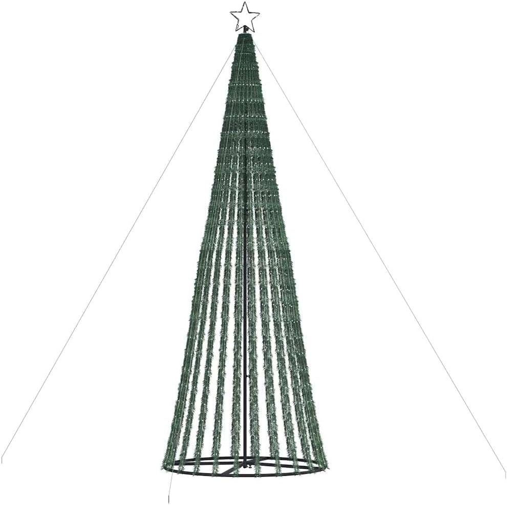 Festnight Arbre de Noël Cône Lumineuse avec Etoile Christmas Cone Tree Lights Sapin de Noël Guirlande Lumineux Intérieur Extérieur Décoration de Noël-Blanc froid-403 cm