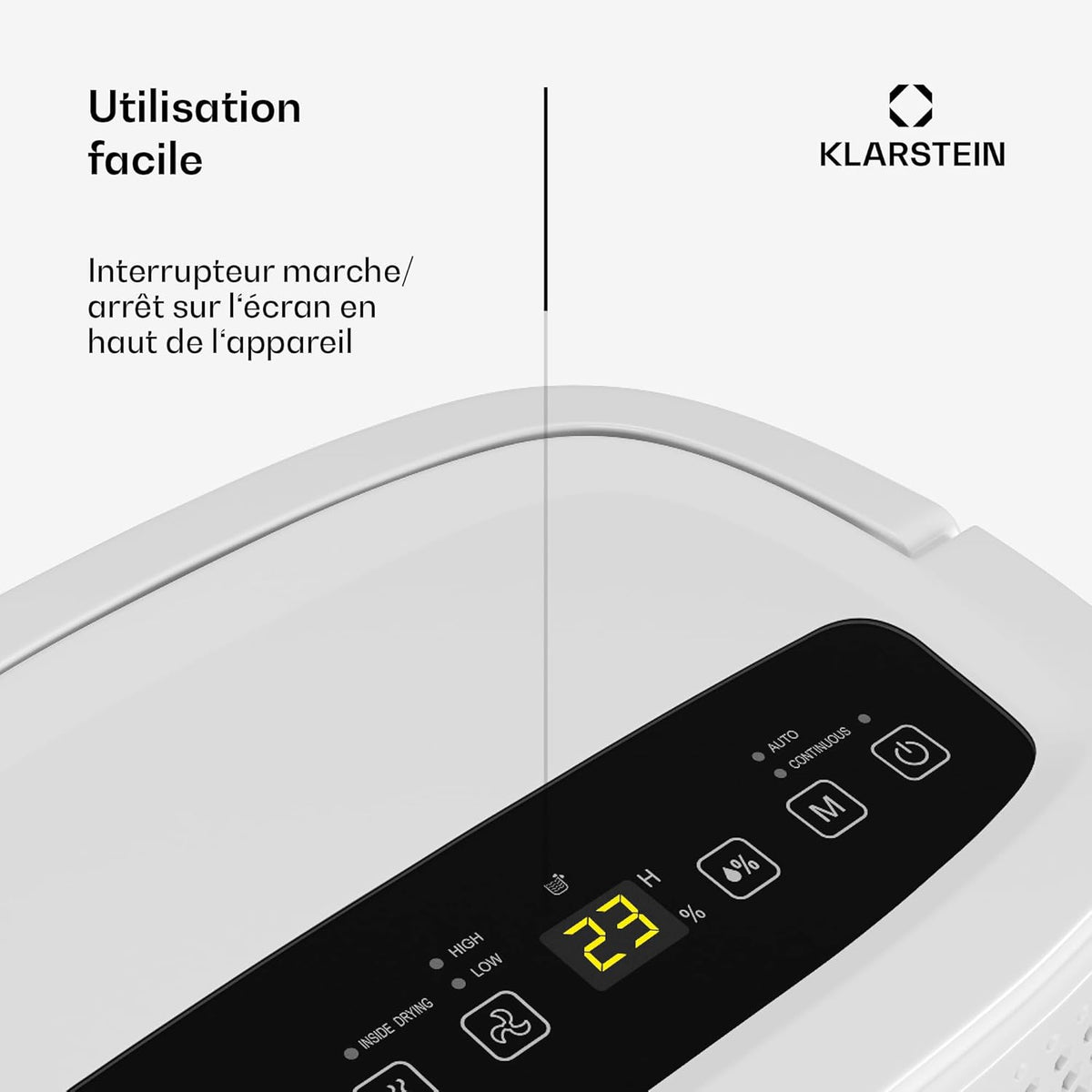Klarstein DryFy 10 L déshumidificateur d'air - 240 W, 10 L/jour, réservoir 1,8 L, seulement 42dB, minuterie, auto-restart, anti-moisissures, déshumidificateur de salle de bains, maison, noir