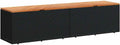 vidaXL Boîte de Rangement de Jardin, Coffre à Outils, Meuble de Rangement, Organisateur de Terrasse Patio, Noir Résine Tressée Bois d'Acacia