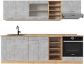 Vicco Cuisine R-Line, Béton/Force d'or Chêne, 240cm, PT Chêne