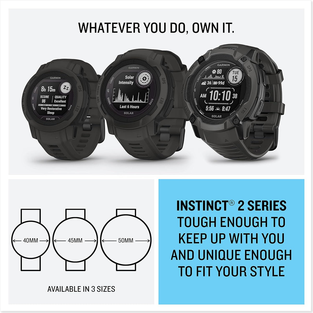 Instinct 2, Solar Tactical Edition Noire - Montre GPS solaire robuste et connectée - Boîtier 45 mm (Reconditionné)