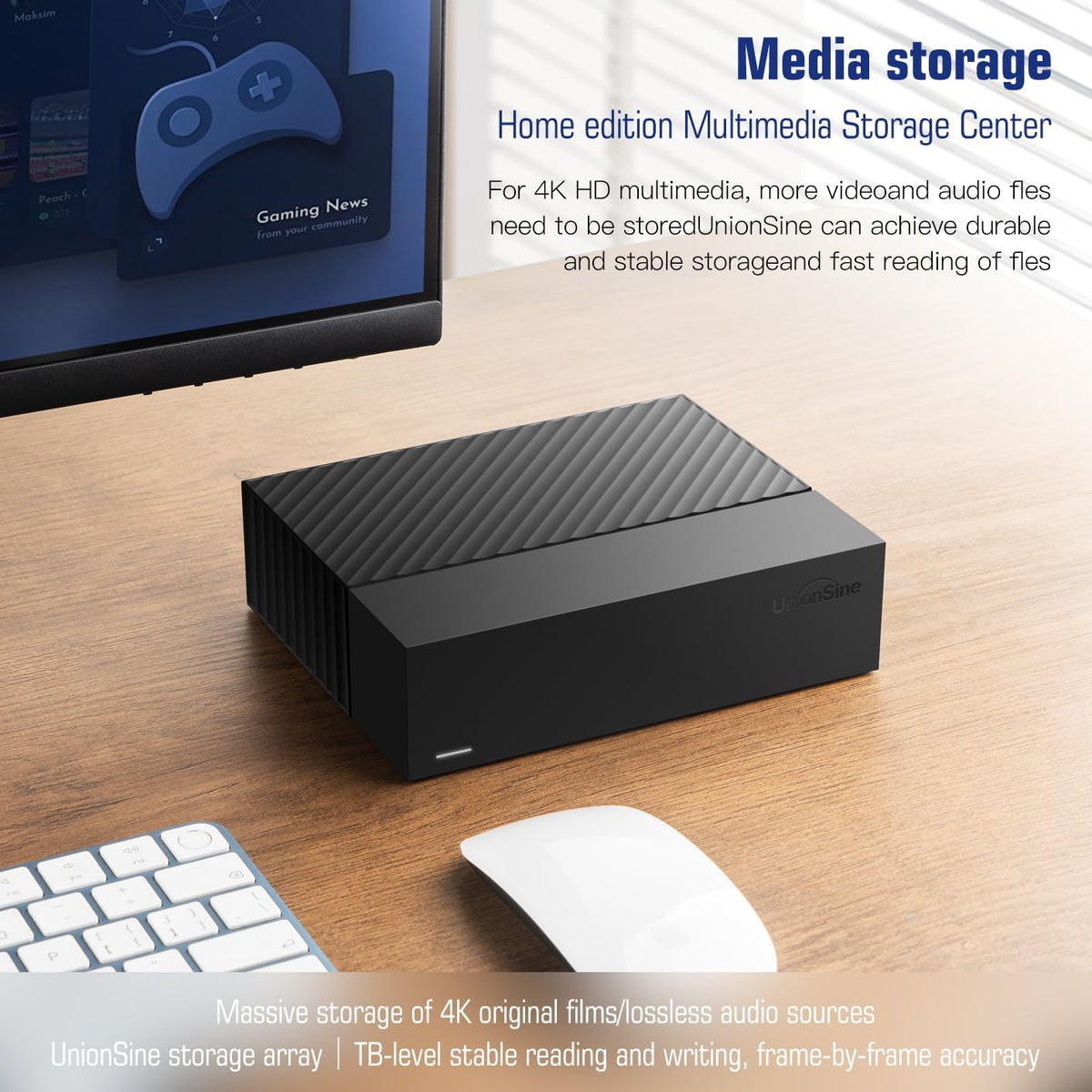 UnionSine Disque Dur Externe 12 to 3,5" USB 3.0 HDD Compatible for PC/Ordinateur de Bureau/Ordinateur Portable/Mac/Xbox/One/PS4/TV (Noir)
