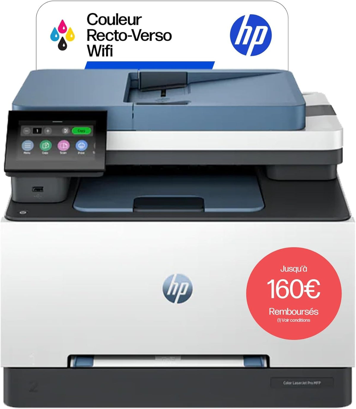 Color Laserjet Pro 3302fdw, 499Q8F, Imprimante Multifunction A4, Recto/Verso Automatique Couleur, 25 ppm, USB, Wi-FI, Fax, Copie, ADF, Smart, Bleue