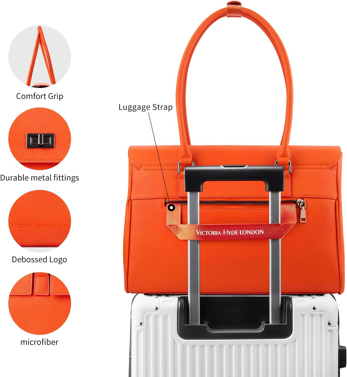 VICTORIA HYDE Sac à main élégant pour femme - Grand sac à bandoulière - Sac à main pour ordinateur portable - Porte-documents - Sac à main de