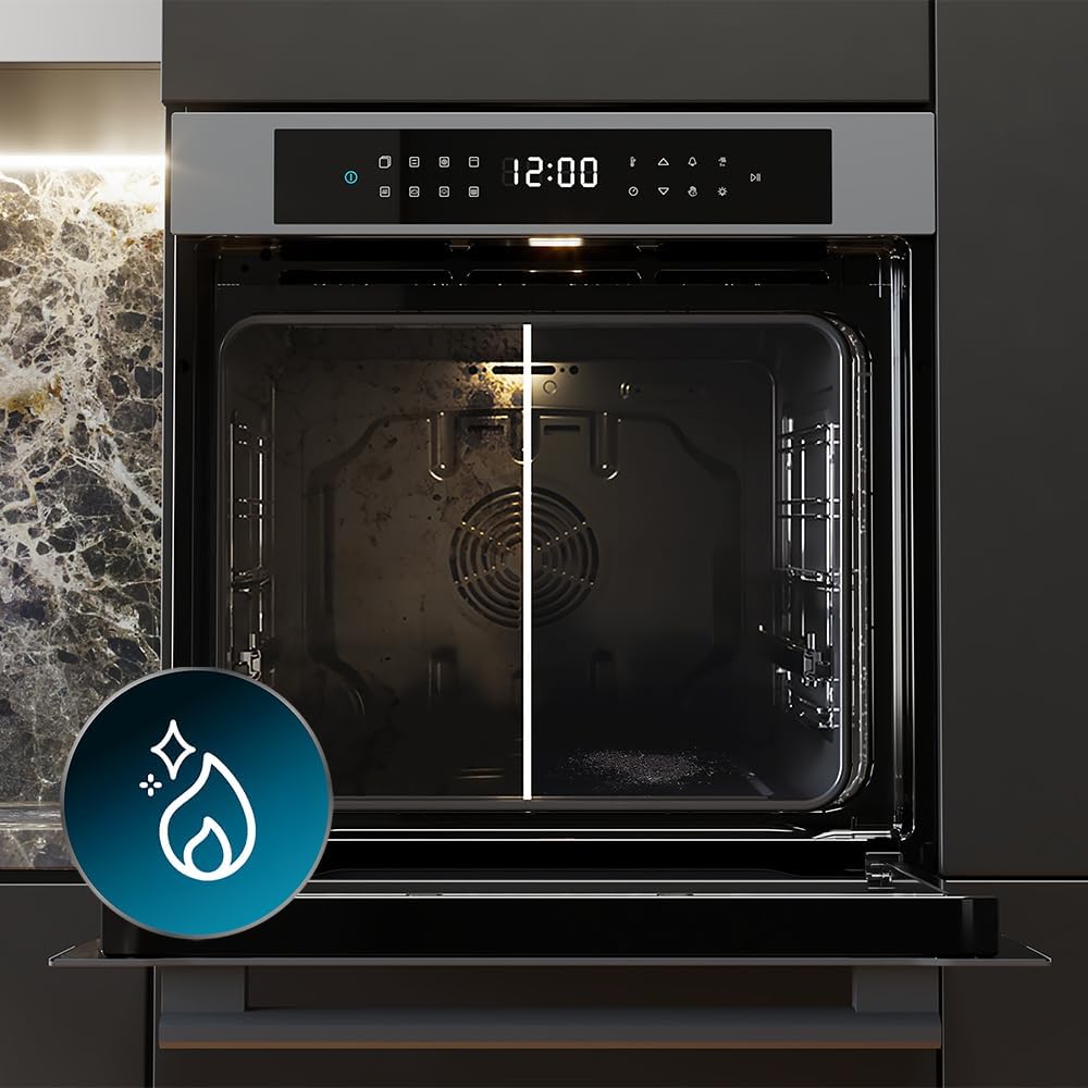 Cecotec Four encastrable Pyrolytique 60cm Bolero Hexa P506000 Matt A+. 3400W, Capacité de 81L, 11 Fonctions avec Airfryer Master, Pizza Master, 3D Cooking, Steam Base X2, Pyrolyse