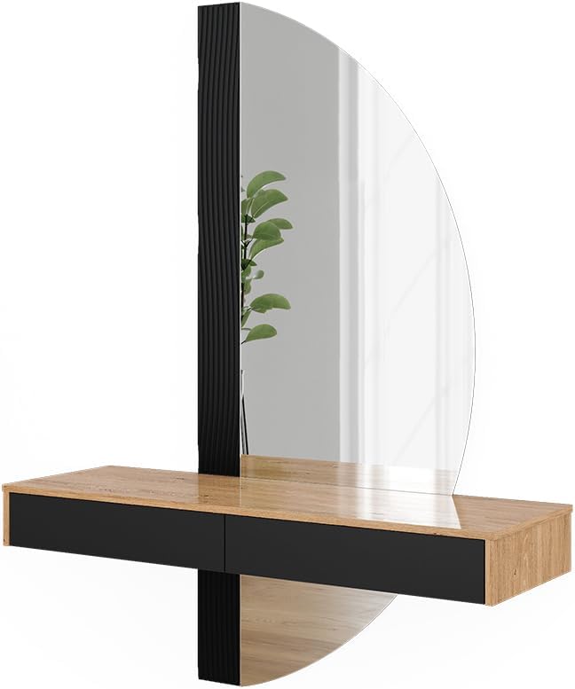 Vicco Coiffeuse Melisa, Chêne/Noir, 120 cm avec 2 tiroirs