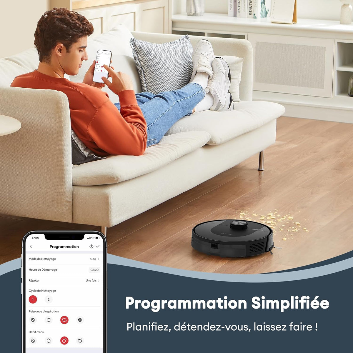 Ultenic D10 - Aspirateur Robot 5000Pa - Robot Aspirateur 150min d‘Autonomie - Connecté Alexa/APP/IFTTT - Ultra Mince Silencieux