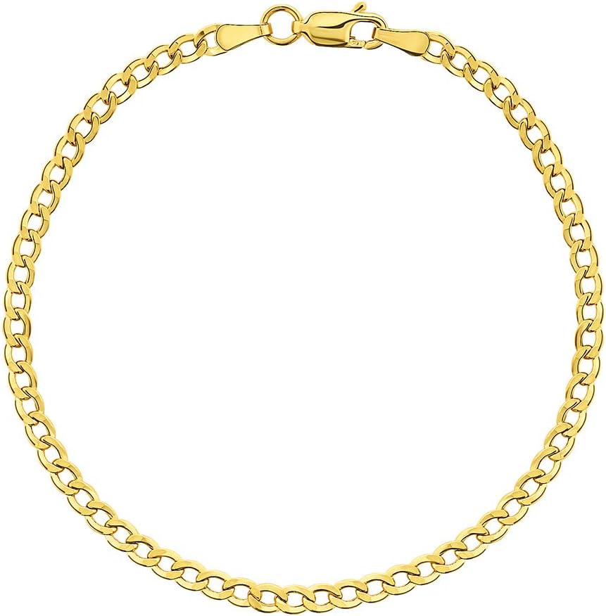 Miore Bracelet pour Femmes Chaîne Maille Gourmette en Or Jaune 9 Carat / 375 Or, Bijou longueur 19.5 cm