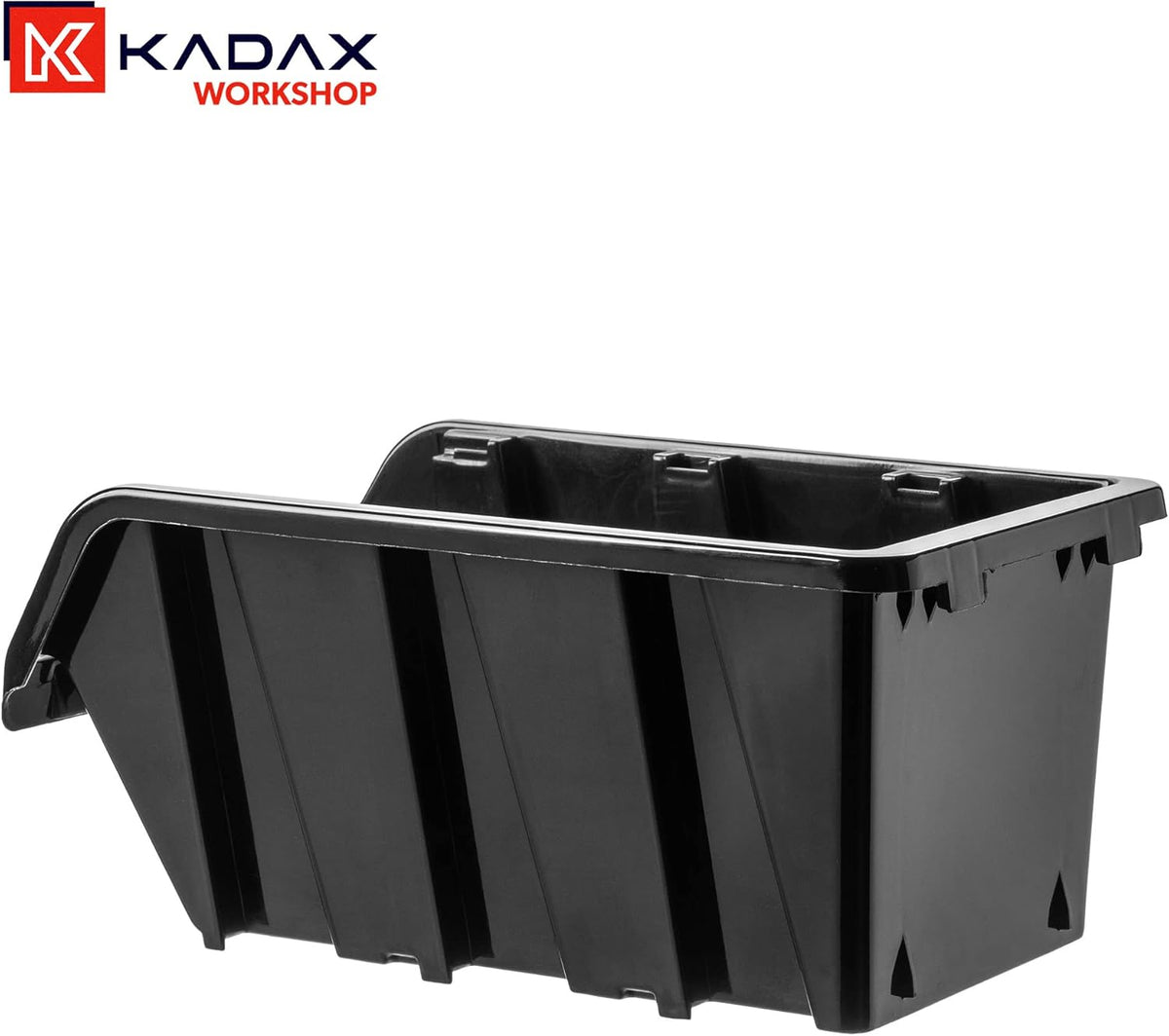 KADAX Boîtes de Rangement Murales, Boîtes Empilables en Plastique pour Organiser Vos Outils, Bacs à Bec pour Garage Lot de 50 : Noir, 390 x 240 mm