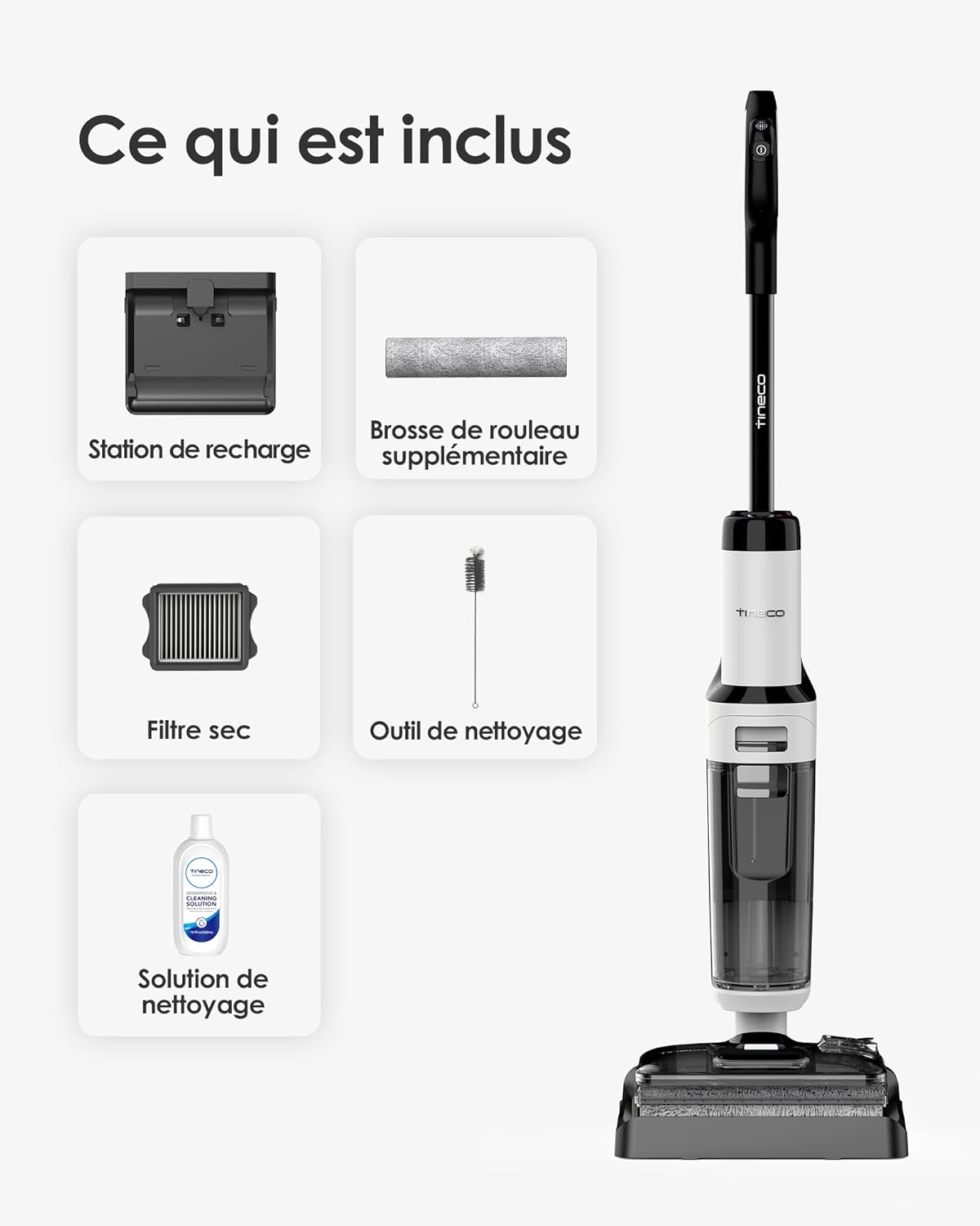 Tineco Floor One S6 Stretch Lite Aspirateur Laveur, Aspirateur Balai sans Fil, S’aplatit à 180°, Auto-Nettoyage, 40 Min d'autonomie, Nettoyage des Bords de 2 côtés