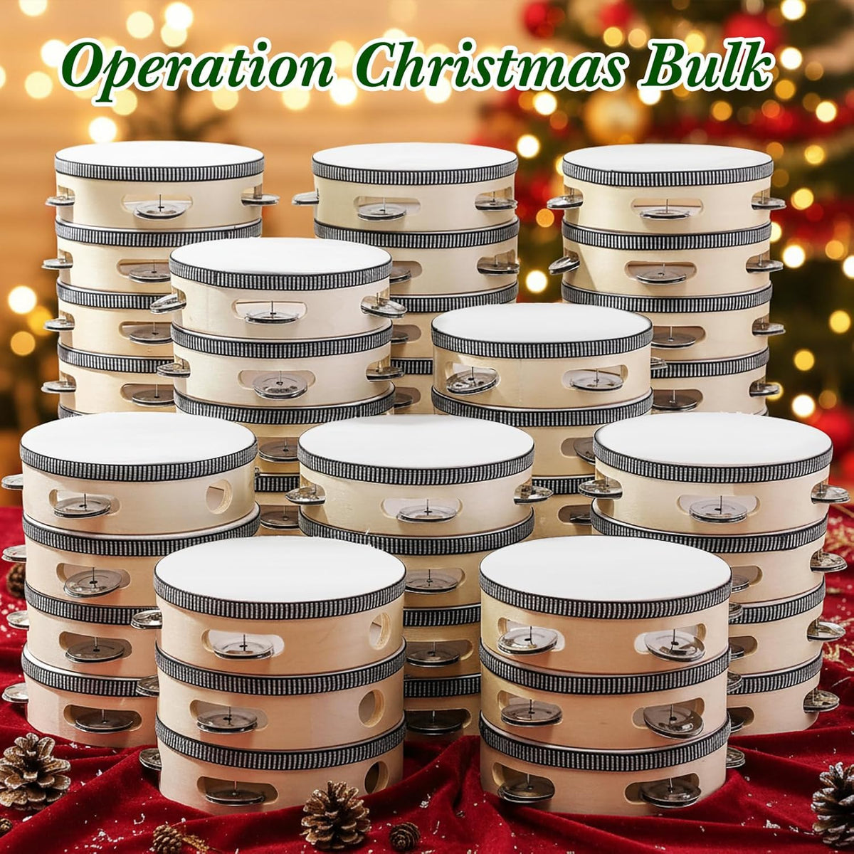 Lukmaa Lot de 50 tambourins de mariage en vrac de 15,2 cm pour adultes - Cadeau de percussion à main en bois et métal - Instrument éducatif musical pour église, fête de mariage