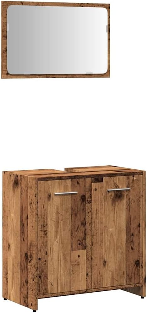 WSJHUHK Meubles, ensembles de meubles, ensembles de meubles de salle de bain, armoire de salle de bain avec miroir, bois d'ingénierie vieux bois