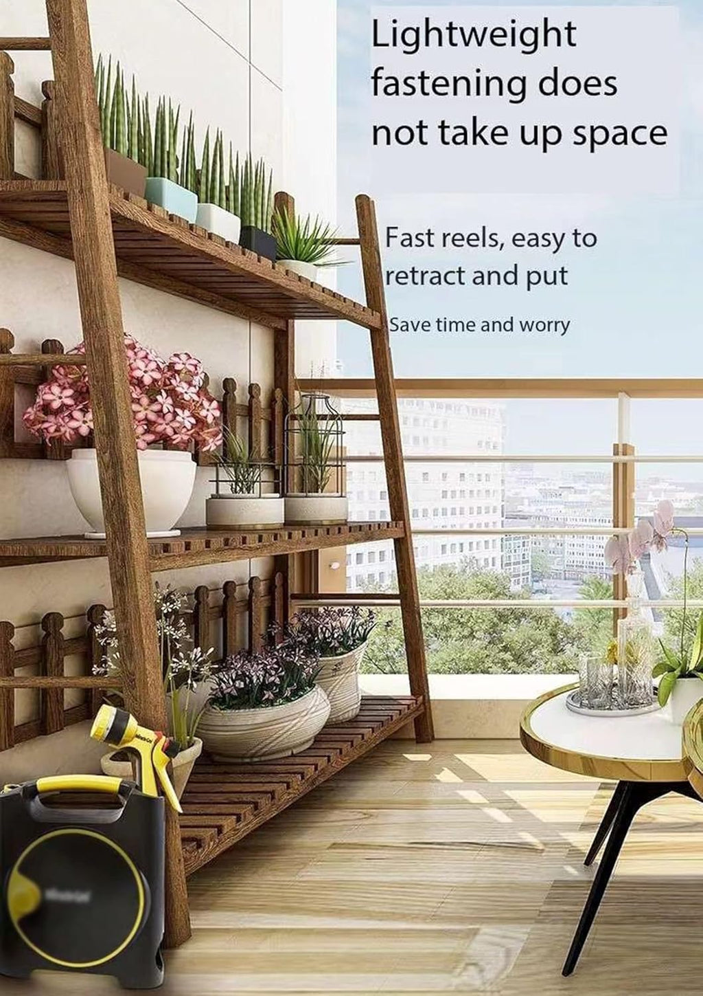 PRUJOY Kit de Tuyau d'arrosage, Chariot Mural de Recyclage Automatique, idéal pour l'arrosage du Jardin, Enrouleur de Tuyau d'arrosage extérieur