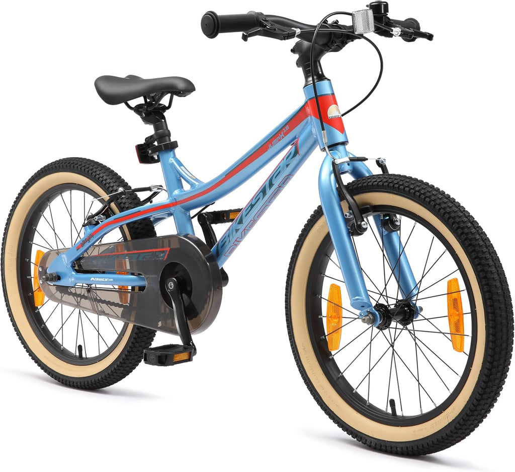 BIKESTAR Vélo Enfant en Aluminium, Garcons et Filles de 5 Ans | Bicyclette de Montagne VTT 18 Pouces avec Freins en V | Bleu