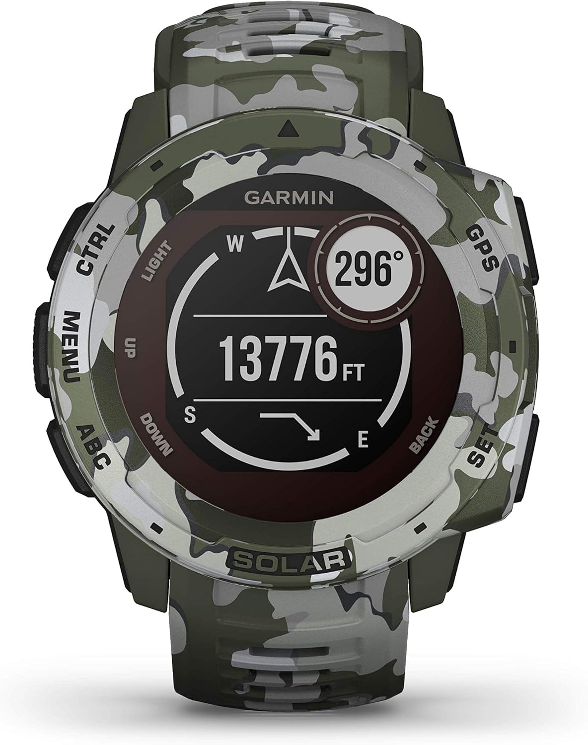 Instinct Solar Camo Edition - Montre GPS de plein air robuste avec chargement à l'énergie solaire - Lichen (Reconditionné)