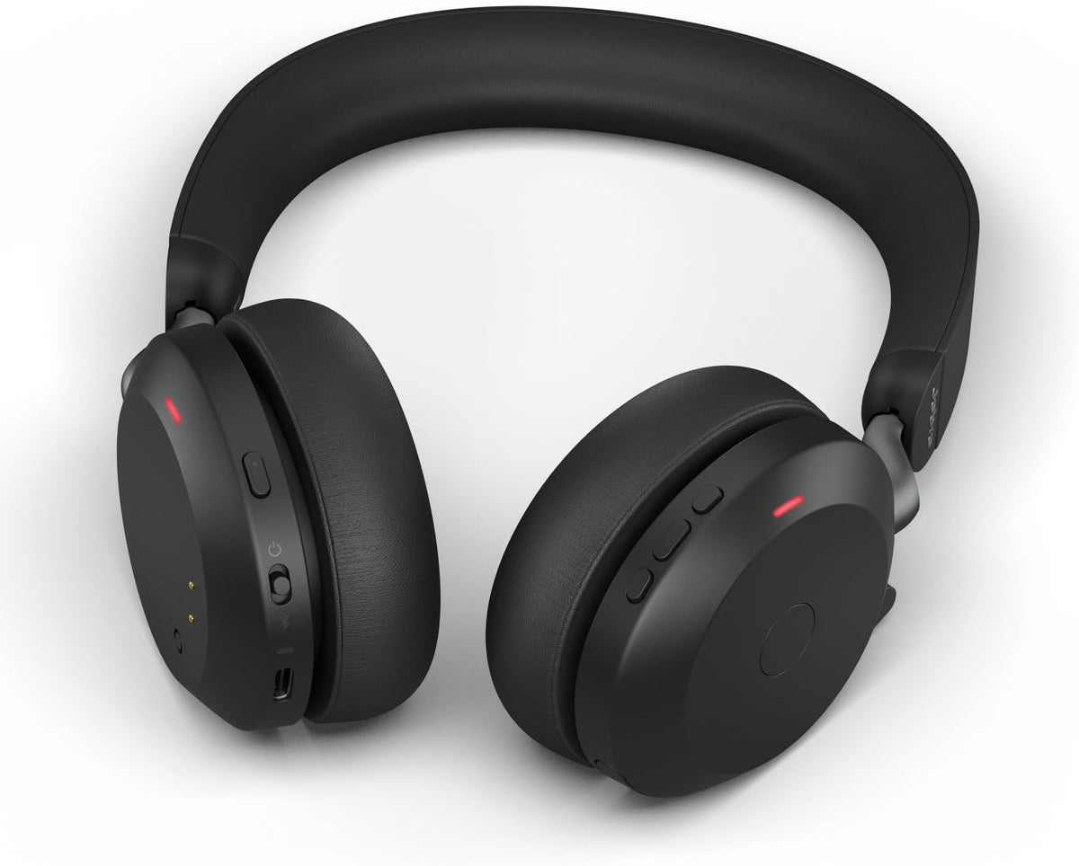 Jabra Evolve2 75 Wireless PC Headset with 8-Microphone Technology - Dual Foam Stereo Headphones with adjustable Advanced Active Noise Cancellation, USB-C Bluetooth Adapter and UC Compatibility - Black