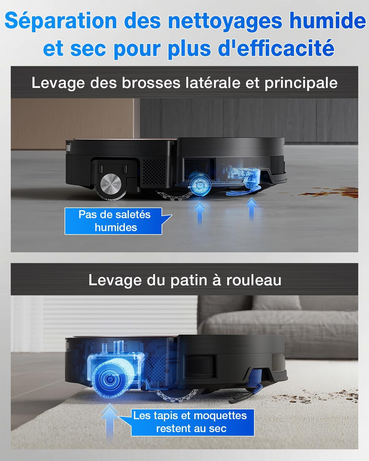 ECOVACS DEEBOT X11 Pro Omni Robot Aspirateur Laveur avec Blast et Puissance 19500 Pa, PowerBoost Ultra-Rapide, OZMO Roller 2.0, Ascension Max de 4 cm, ZeroTangle 3.0, TruEdge 3.0, Station Omni