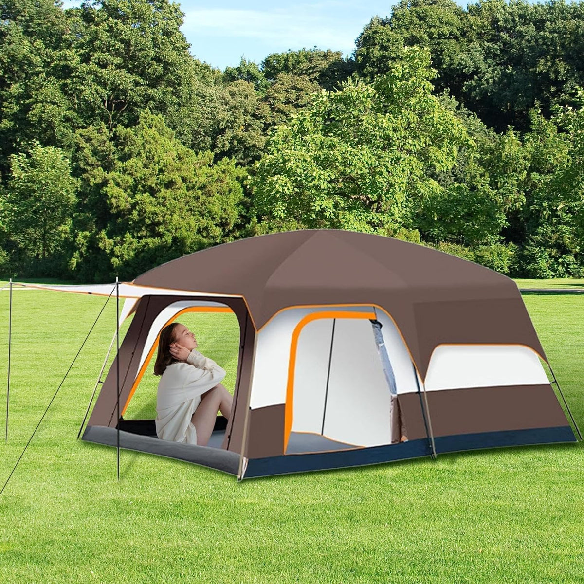 Lpoppcx Tente Familiale - Grande Tente pour Camping Familial,Abri Résistant aux Intempéries pour Randonnée Festivals Plage Nuits en Extérieur