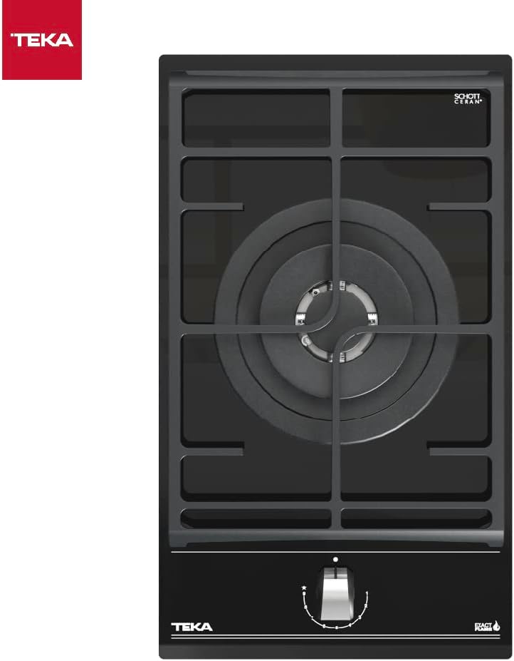 Teka Plaque en verre gaz de 30 cm avec fonction ExactFlame de gaz butane GZC 31330 XB Noir 9,8 x 30 x 51 cm