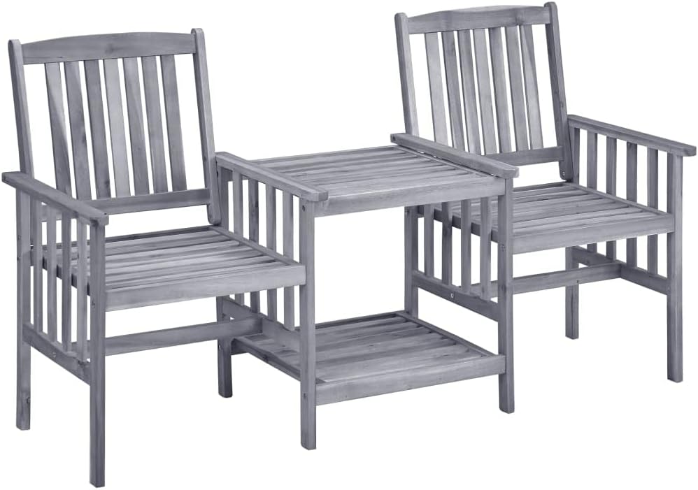 Générique Chaises de Jardin avec Table à thé et Coussins Acacia Solide,Salons de Jardin,3061317