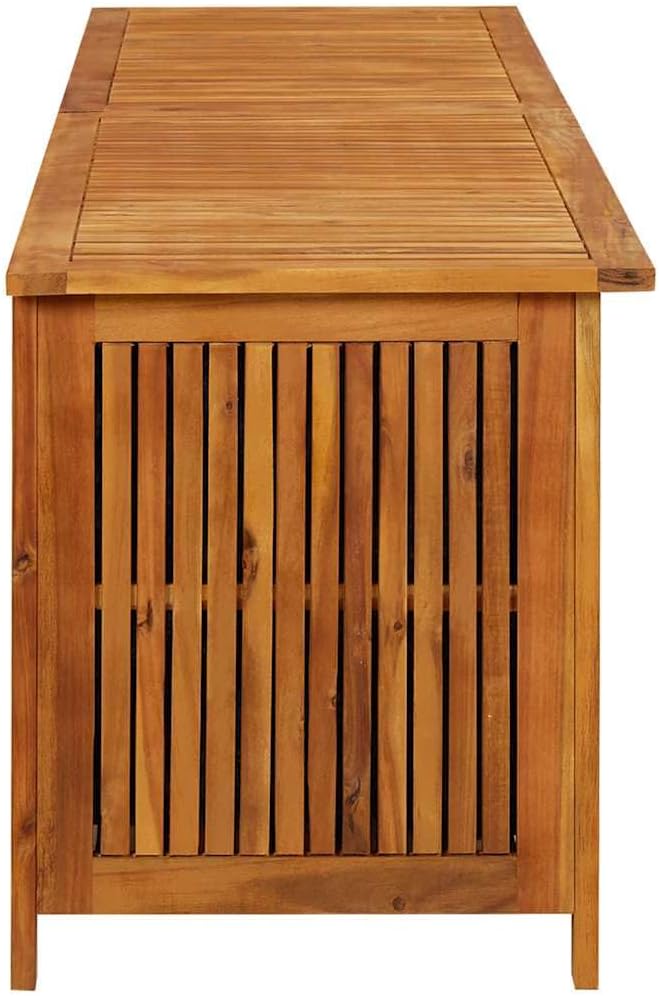 vidaXL Bois d'Acacia Solide Boîte de Rangement de Jardin Banc de Stockage Boîte d'Oreillers Coussins Couverture Extérieur 200x50x58 cm