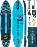 Skatinger Planche à pagaie Gonflable Super Large de 3,4 m x 9,9 m, Ultra Stable pour 2 + 1 Personnes/Famille/Grande Taille avec bandoulière, Sac à Dos de 100 L, Planche à pagaie complète, aileron
