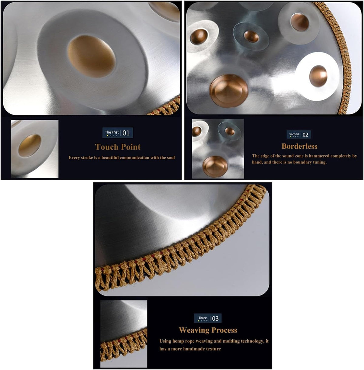 Harmonic Tambour À Main, 22 Pouces Instruments De Musique À Percussion Ensemble De Tambour À Main, 440 Hz/432 Hz, Tambour En Acier, Pour Débutants, Cadeau Pour Enfants, Méditation(440Hz,9Notes)