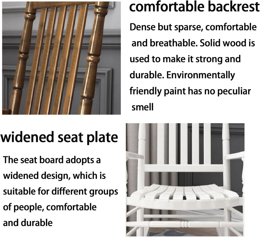 Fauteuil rokincher à bascule extérieur,rocking chair adulte bois extérieur,fauteuil relax,Dossier haut, accoudoirs larges, convient pour la cour, le jardin, l'intérieur, la pelouse Color : White , S