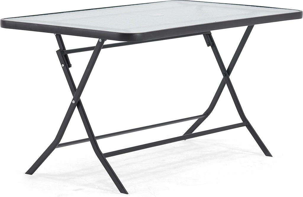 Oviala Table de Jardin et 4 chaises Pliantes en Acier et Verre Noir