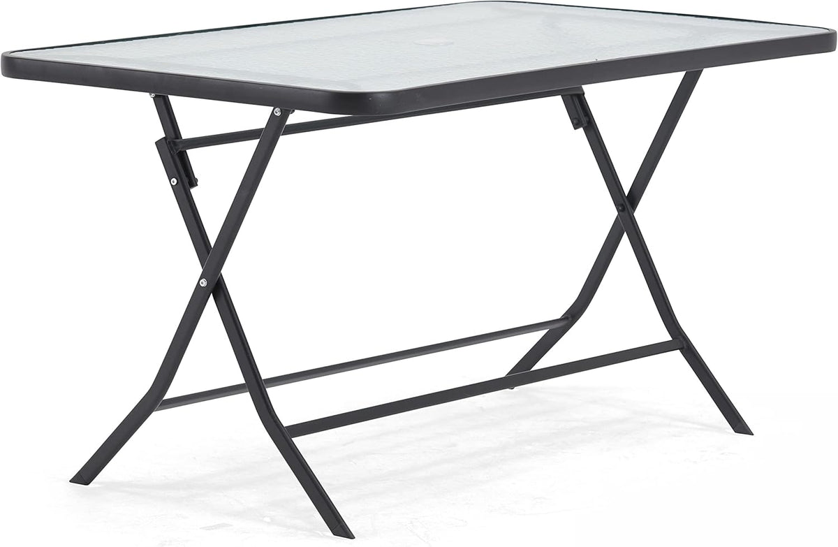 Oviala Table de Jardin et 4 chaises Pliantes en Acier et Verre Noir