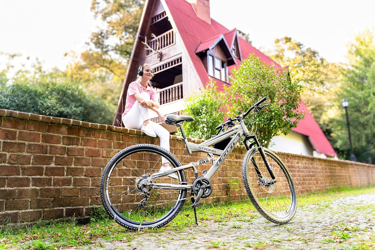 Licorne Bike Strong 2D Vélo Tout Terrain de qualité supérieure 27,5" pour garçon Fille Femme et Homme avec Frein à Disque Avant et arrière 21 Vitesses dérailleur Suspension complète"
