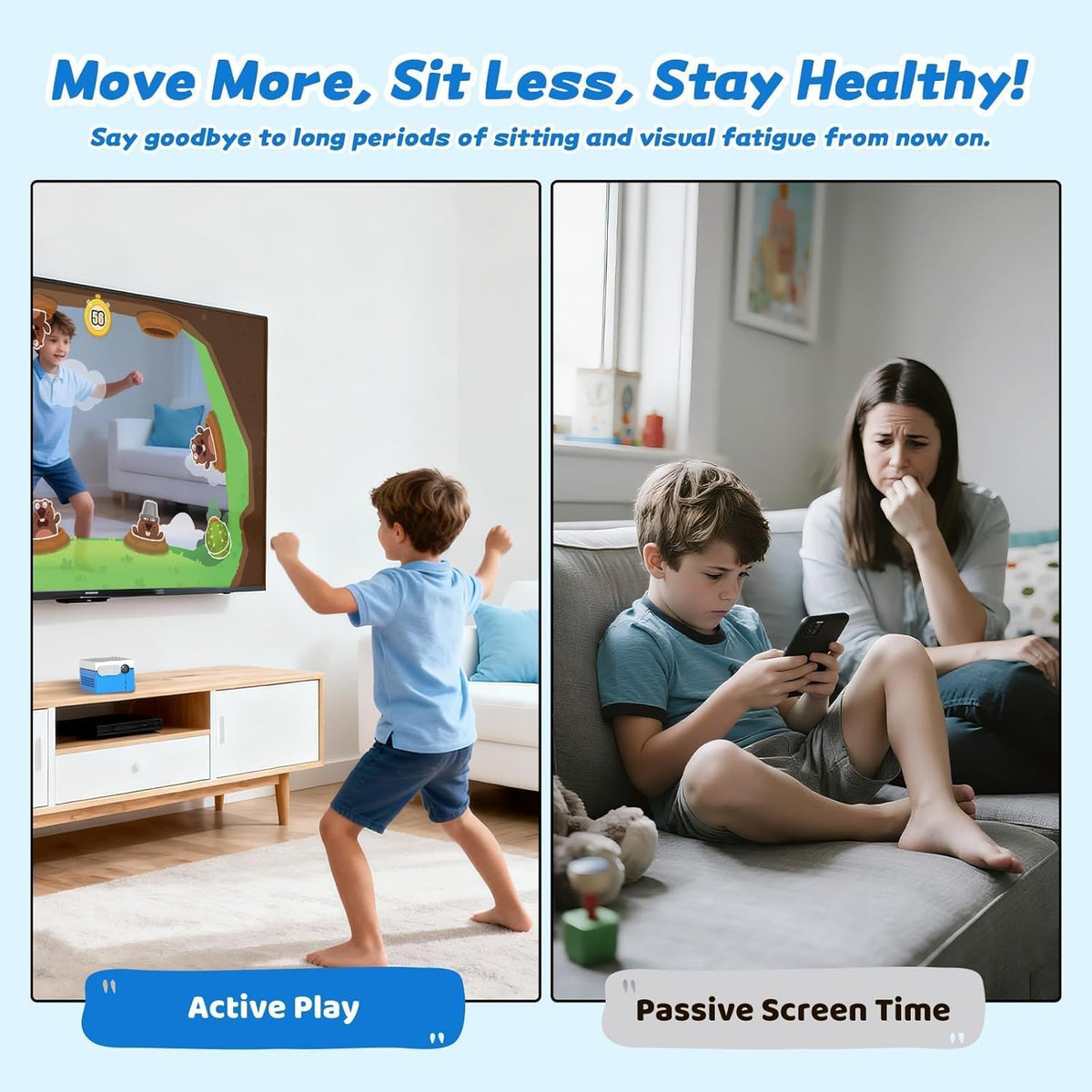 Console de Jeux Enfant MotionX avec Détection de Mouvement, Caméra HD, 2 Joueurs, 50+ Jeux Sport & Éducation, Plug & Play, sans Abonnement – Console Jeux Enfant 3 Ans et Plus, Cadeau Garçons Filles