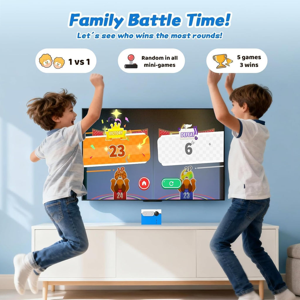 Console de Jeux Enfant MotionX avec Détection de Mouvement, Caméra HD, 2 Joueurs, 50+ Jeux Sport & Éducation, Plug & Play, sans Abonnement – Console Jeux Enfant 3 Ans et Plus, Cadeau Garçons Filles