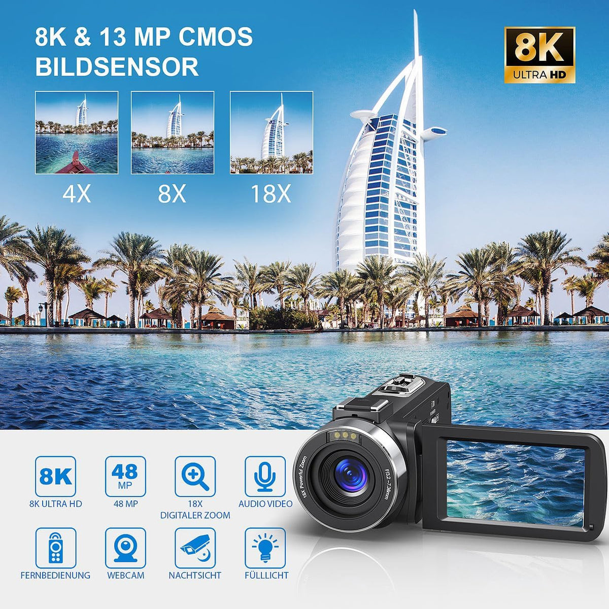 Caméscope connecté 8K UHD DV-910.uhd [Somikon]