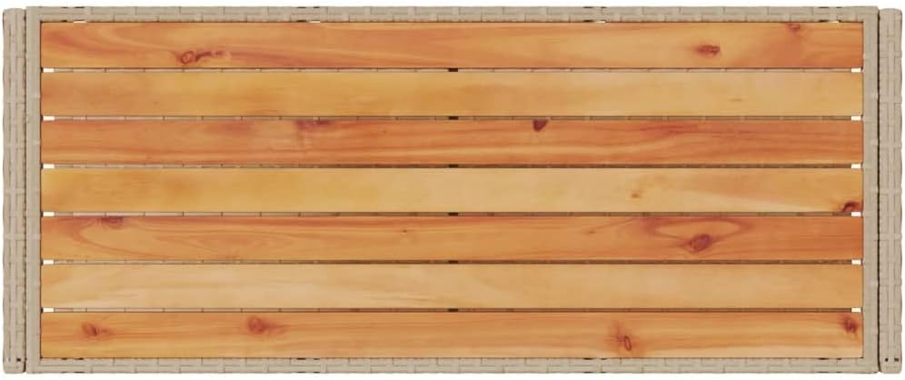 Tomostar Desserte de Jardin, Chariot de Bar Desserte Extérieur 3 Niveaux Beige rotin et Bois d'acacia Massif
