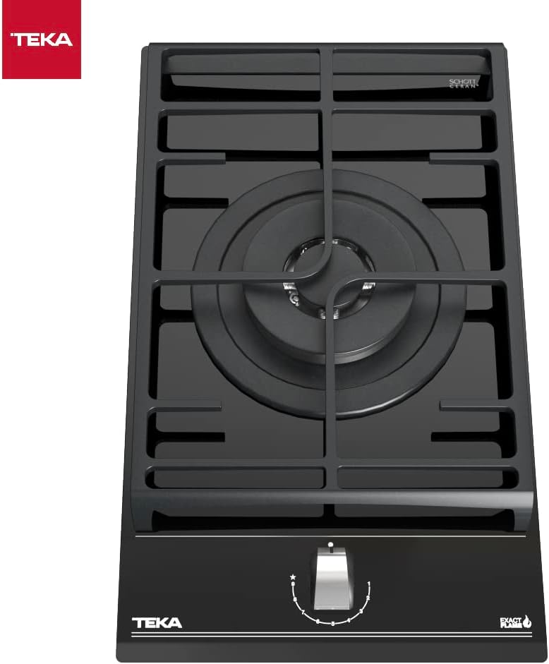 Teka Plaque en verre gaz de 30 cm avec fonction ExactFlame de gaz butane GZC 31330 XB Noir 9,8 x 30 x 51 cm