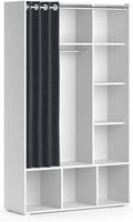 Vicco Armoire pour Enfants Luigi, Blanc, 105.8 x 178.1 cm avec Tringle à Rideaux