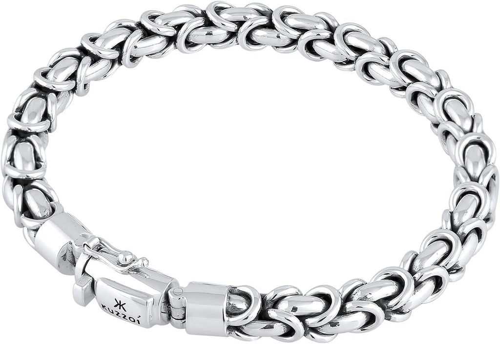 kuzzoi Bracelet Argent 925, Bracelet massif, 7 mm, longueur 19 cm/21 cm/23 cm, dans boîte à bijoux, 335113
