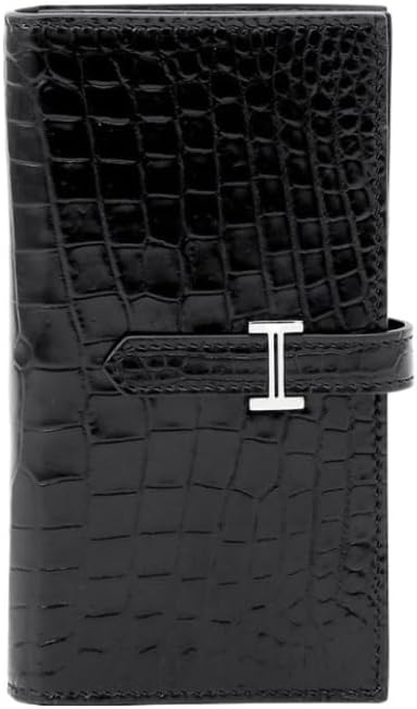 Coin Purse Portefeuille Long for Femme en Cuir de Ventre de Crocodile - Pochette élégante en Cuir véritable for Tailleur Business décontracté.