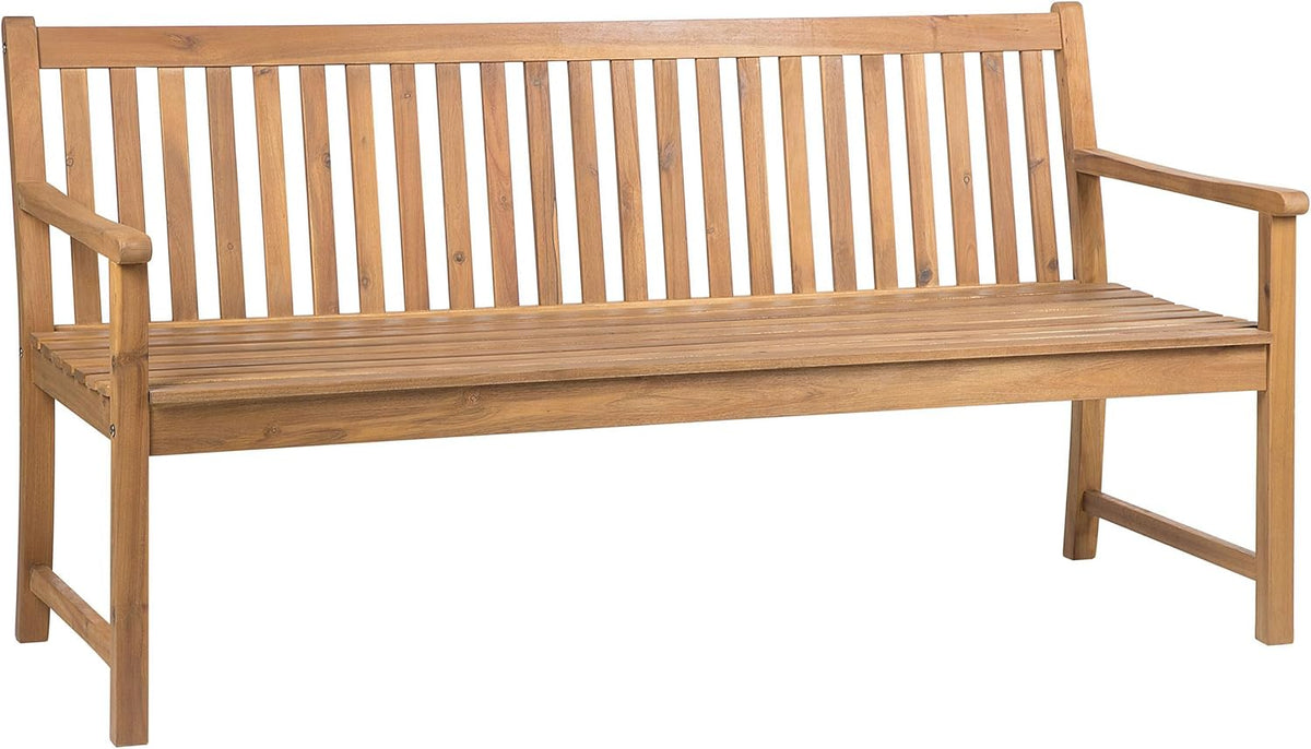 Beliani Banc de Jardin ou Terrasse 180 cm en Bois d'Acacia Certifié de Marron Clair Durable et Facile à Entretenir Design Traditionnel