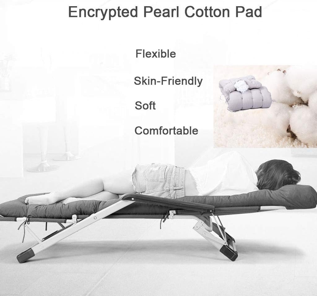 DANNMPX Chaise Longue Chaise Longue Inclinable en Tissu À Mailles Oxford Pliante Pause Déjeuner Accoudoir Incurvé pour Bureau Jardin Camping Pliante Relaxation B-Grey+Cushion