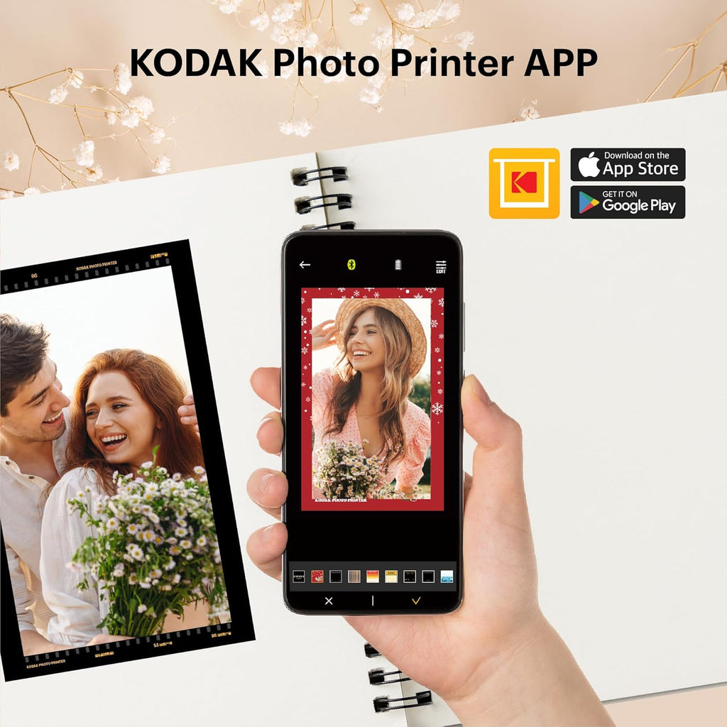 Kodak Dock Plus 4Pass Imprimante Photo (10x15cm) + Pack d'accessoires avec 90 Papier Photo (10 Feuilles Initiales + Paquet de 80 Feuilles)