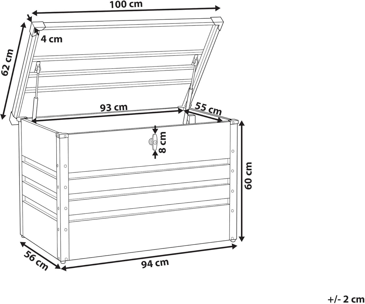 Coffre de Rangement Extérieur 100 x 62 cm 300 Litres en Acier Galvanisé Gris Foncé Idéal pour les Accessoires de Jardin Durable et Décoratif Beliani