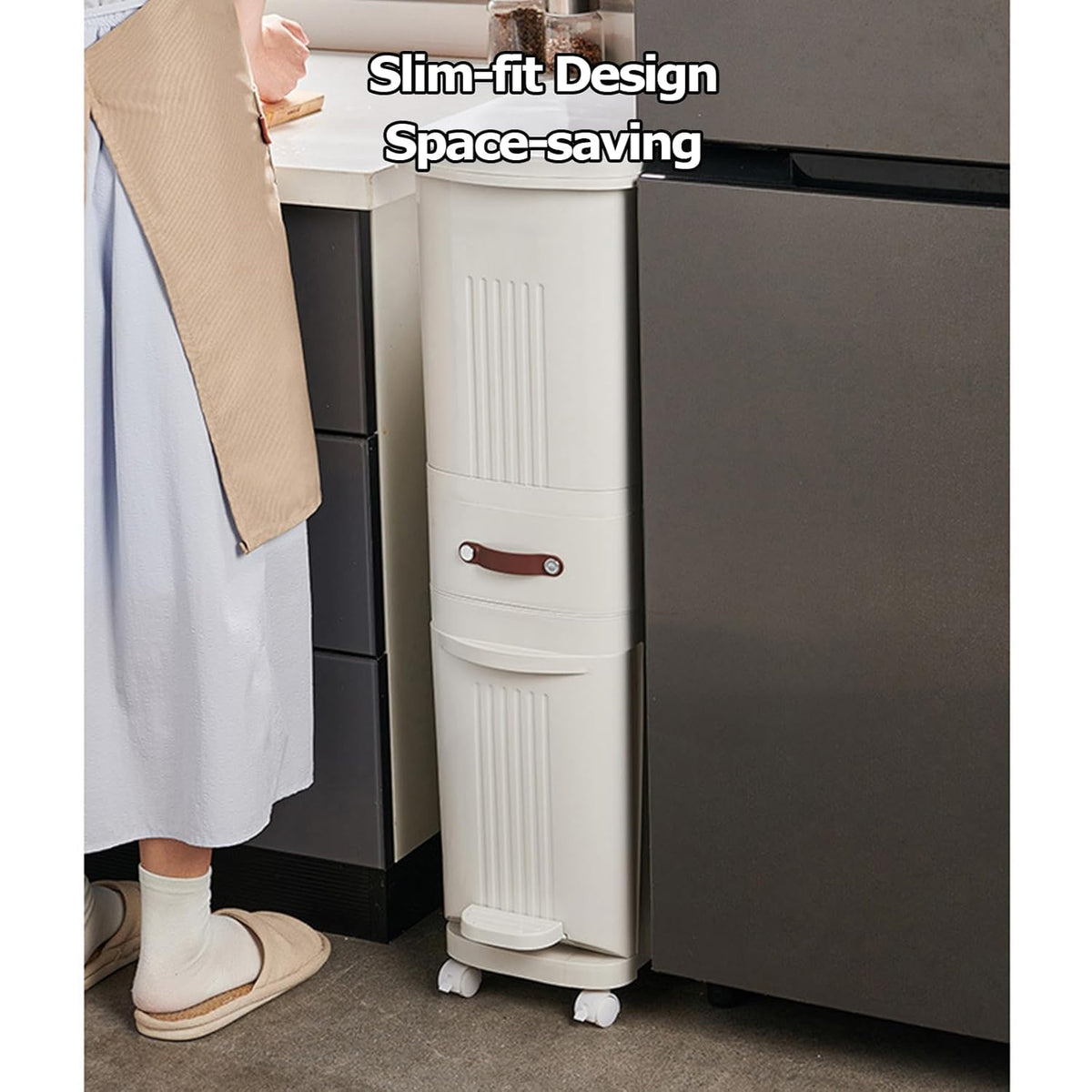 Poubelles de recyclage pour cuisine Double bac avec pédale, poubelle de 36 L pour séparation des déchets secs et humides avec seau intérieur, couvercle, système de tri vertical des déchets yellow 45L